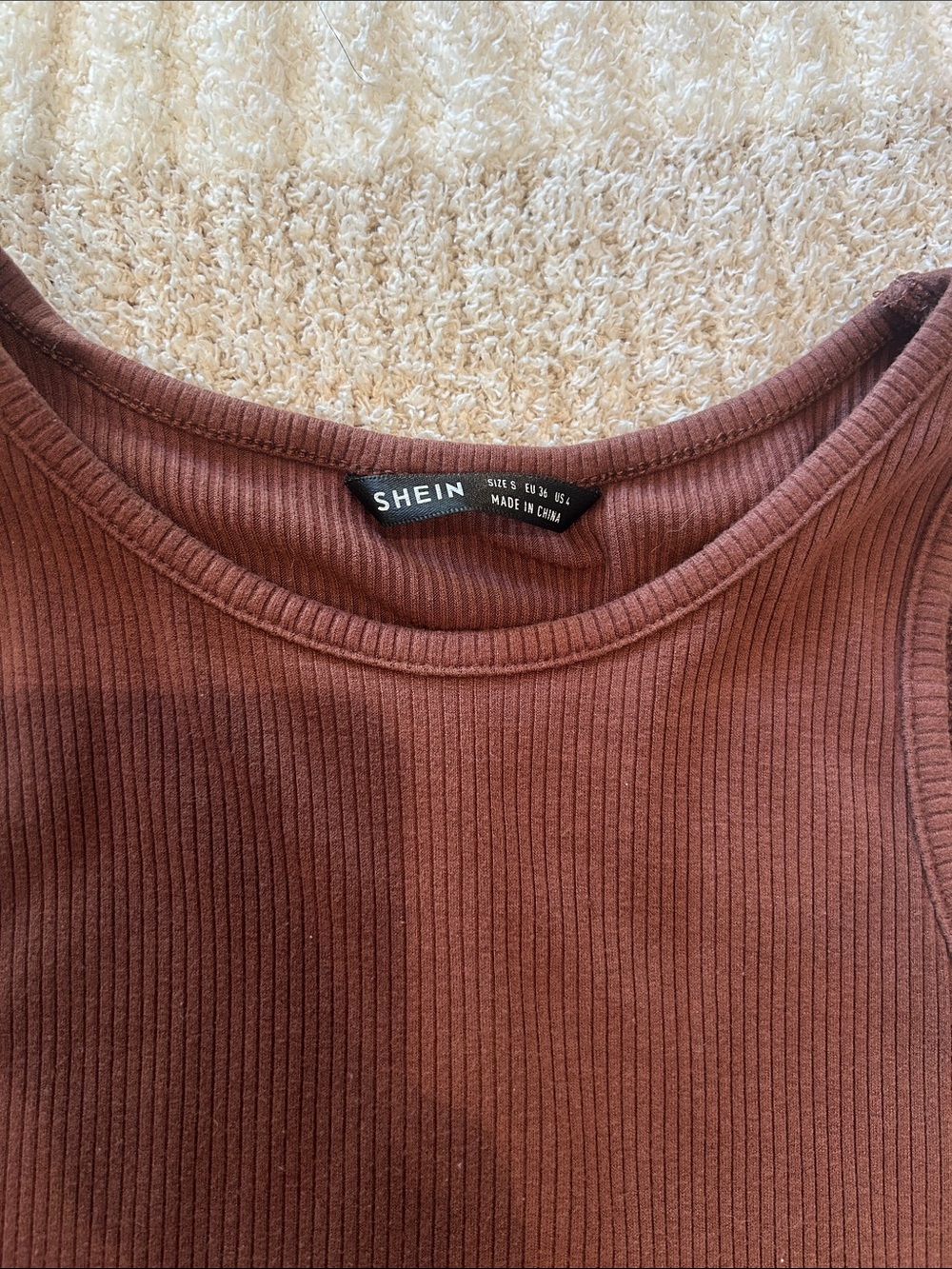 SHEIN Chocolate Brown Ribbed Racerback Tank Top - Picture 2 of 2